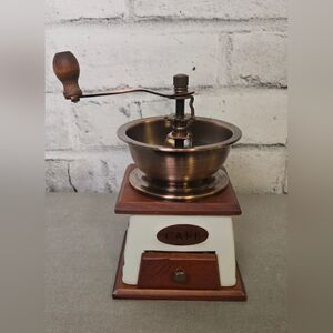 Vintage Style Manual Coffee Grinder Wood Metal Cafe Kitchen Decor